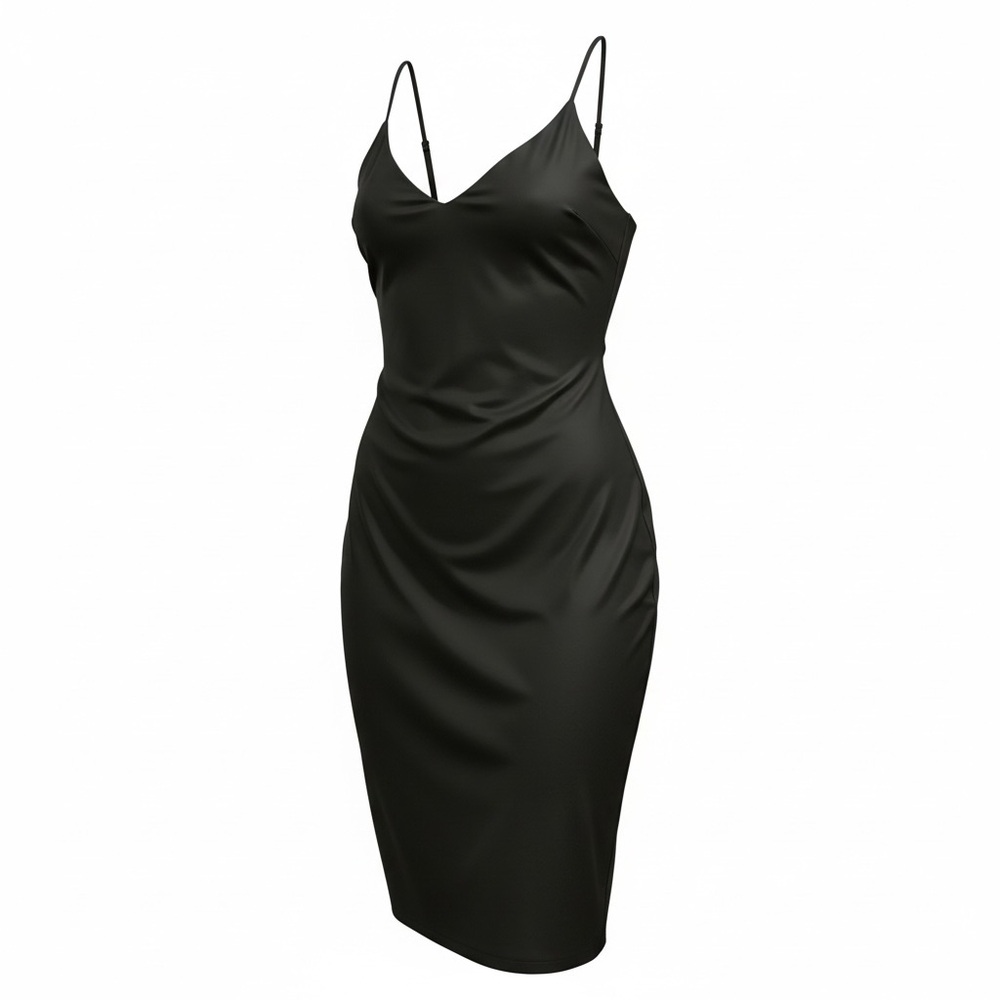 Love My Body Women Bodycon Black Dress Spaghetti Straps Sz 42 (10/12) Slim Party